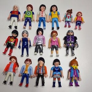 Playmobil Figures Lot Of 16‎ People Man Woman Girl Children Kid Vintage + Newer